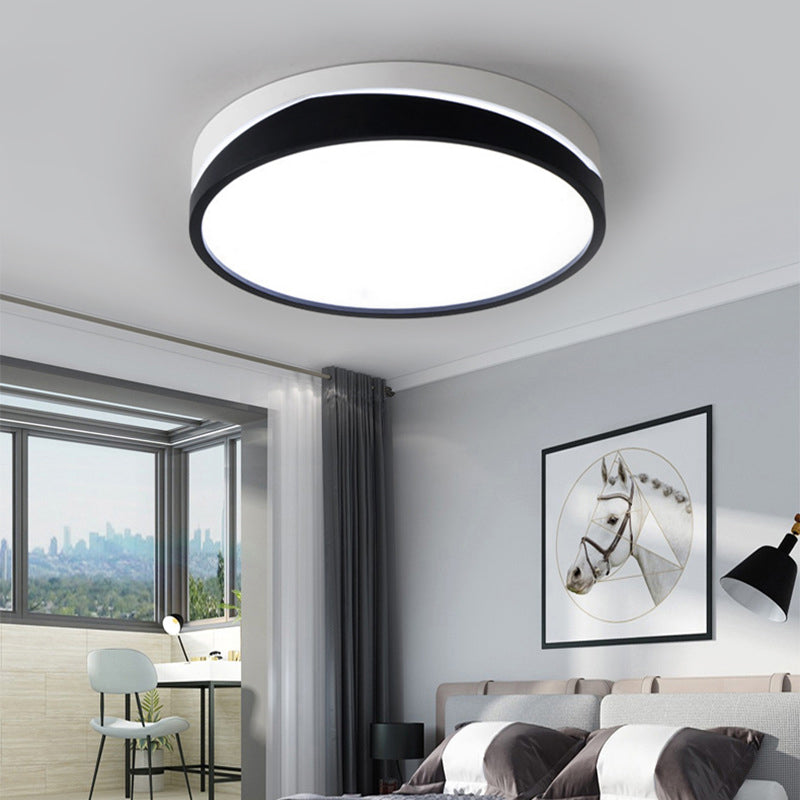 Nordic Drum Ceiling Mounted Light with Acrylic Diffuser Black / White LED Bedroom Flush Mount Ceiling Light, 16 "/19.5" Dia