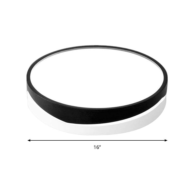 Nordic Drum Ceiling Montiert Licht mit Acryl-Diffusor Schwarz/Weiß LED-Schlafzimmer Flush Mount Deckenleuchte Licht, 16 "/19.5" dia