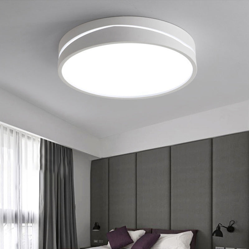 Nordic Drum Ceiling Mounted Light with Acrylic Diffuser Black/White LED Bedroom Flush Mount Ceiling Light, 16"/19.5" Dia