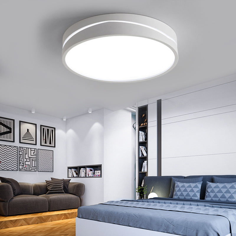 Nordic Drum Ceiling Mounted Light with Acrylic Diffuser Black / White LED Bedroom Flush Mount Ceiling Light, 16 "/19.5" Dia