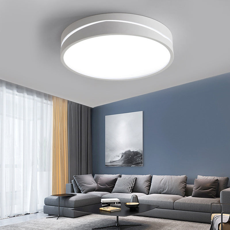 Nordic Drum Ceiling Mounted Light with Acrylic Diffuser Black / White LED Bedroom Flush Mount Ceiling Light, 16 "/19.5" Dia