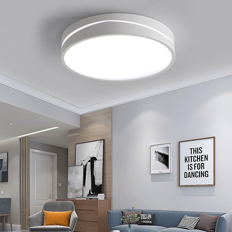 Nordic Drum Ceiling Mounted Light with Acrylic Diffuser Black/White LED Bedroom Flush Mount Ceiling Light, 16"/19.5" Dia