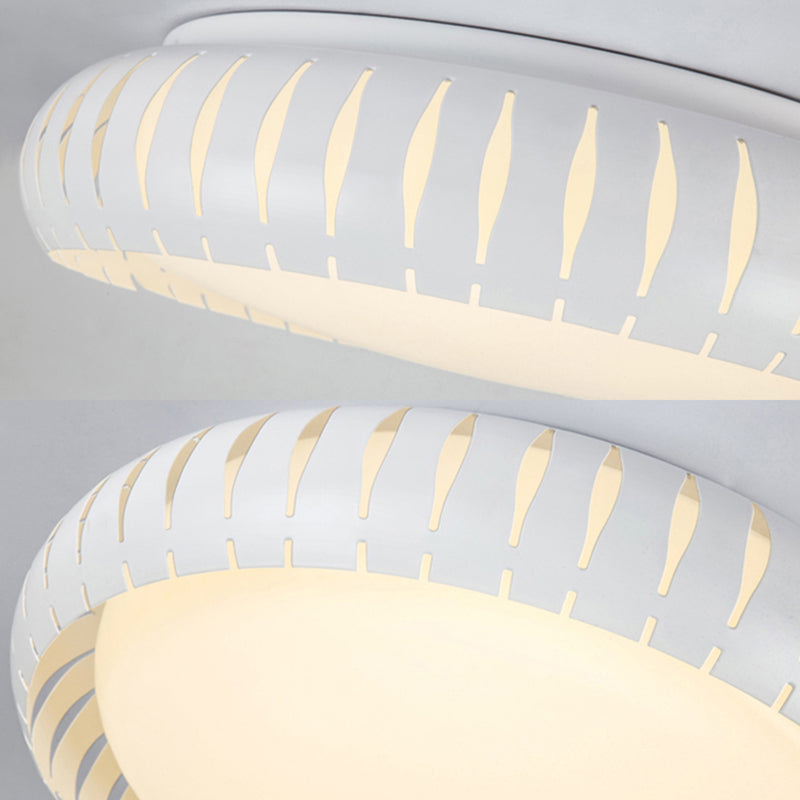 Lampada da soffitto circolare bianca/nera a incasso con paralume cavo semplice del metallo LED del soffitto per il soggiorno, 18,5 "/22,5" diametro