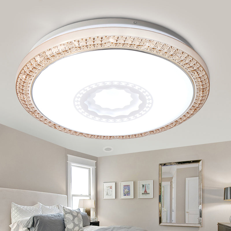 Lampada moderna a incasso a tamburo con diffusore acrilico bianco/rosa/blu integrato LED camera da letto lampada da soffitto in caldo/bianco, 16 "/19.5" Dia