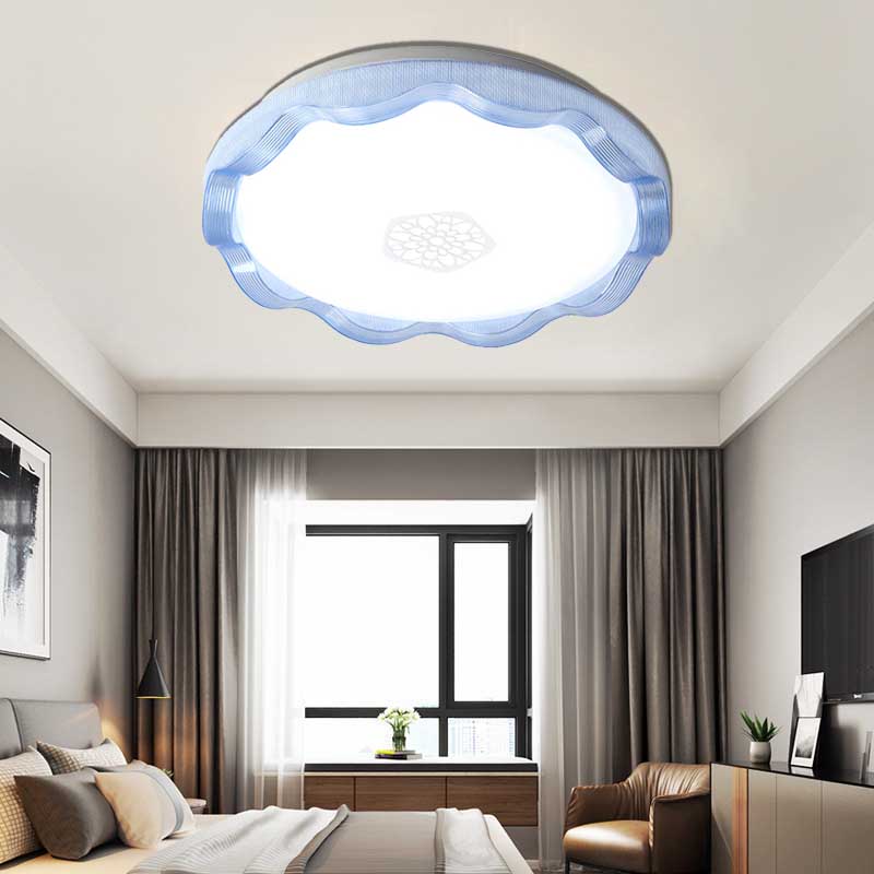 Metalen Scalloped Plafond Flush met Acryl Diffuser Wit/Blauw/Goud Slaapkamer 16"/19.5" Dia LED Flush Light Fixture in Warm/Wit