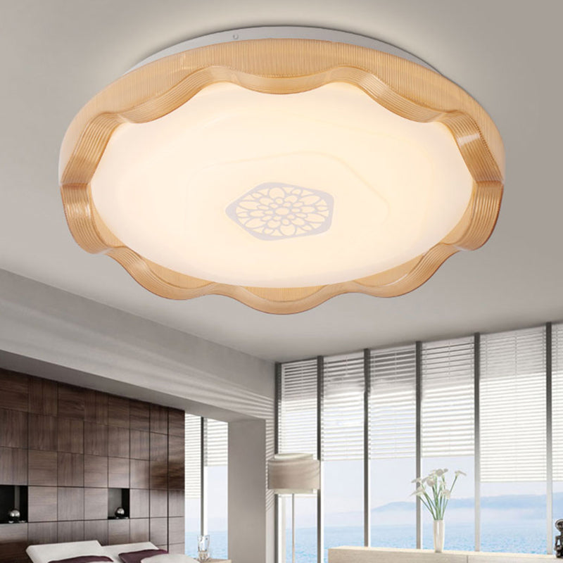 Metalen Scalloped Plafond Flush met Acryl Diffuser Wit/Blauw/Goud Slaapkamer 16"/19.5" Dia LED Flush Light Fixture in Warm/Wit