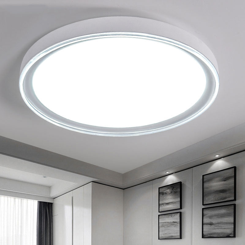 Wit/Roze/Geel Metalen Ronde Flush Licht Acryl Shade Nordic 16"/19.5" Dia LED Plafond Fixture voor Slaapkamer in Warm/Wit