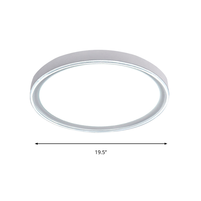 Plafonnier rond en métal blanc/rose/jaune, abat-jour en acrylique, luminaire de plafond LED nordique de 16 "/ 19,5" de diamètre pour chambre à coucher en blanc chaud/blanc