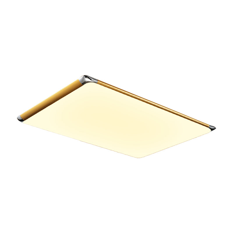 Plafonnier encastré rectangulaire en métal à LED de 25,5 "/ 36" W, plafonnier doré simple pour le salon en blanc chaud/blanc avec abat-jour en acrylique