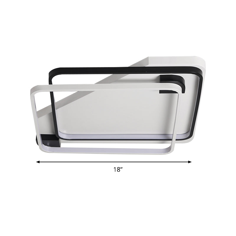 18 "/22" 27,5 " Wide Acrylique Rectangulaire lumineux Light LED Modern LED Black and White Flushmount in Warm / White Light