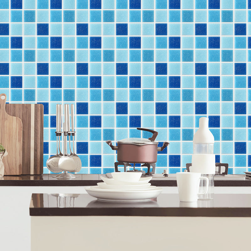 Check Mosaic Tiles Peel Wallpaper Panel PVC Temporary Pastel Color Wall Art for Kitchen