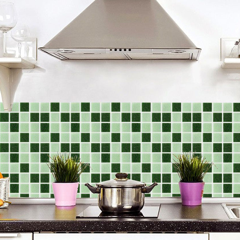 Check Mosaic Tiles Peel Wallpaper Panel PVC Temporary Pastel Color Wall Art for Kitchen