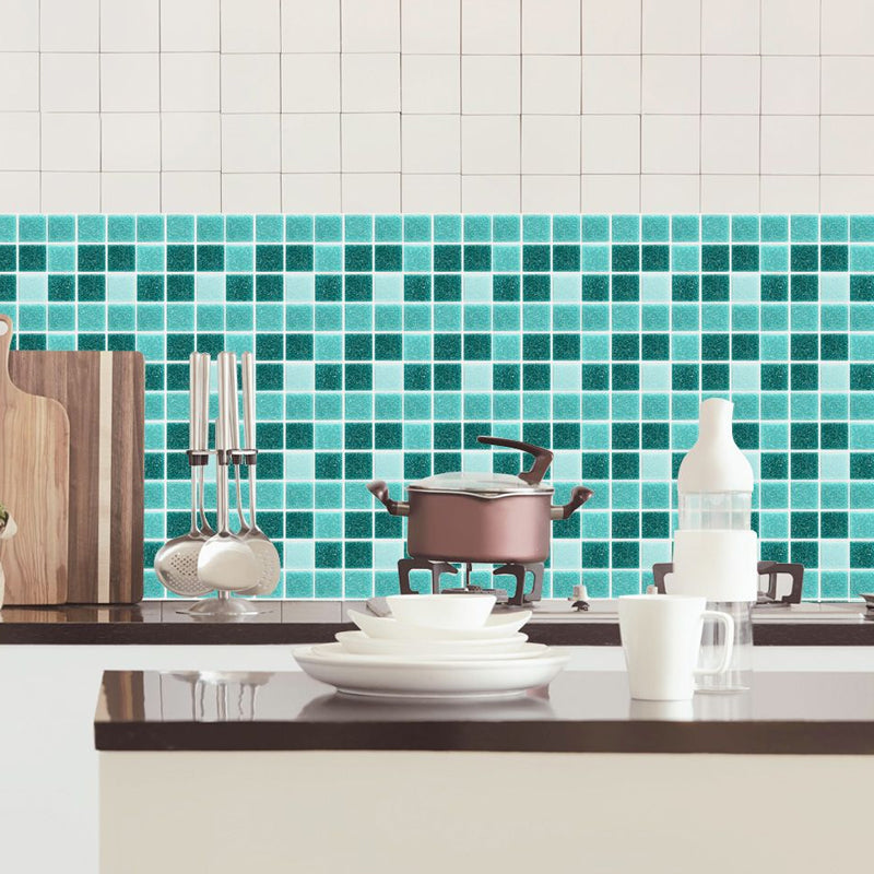 Check Mosaic Tiles Peel Wallpaper Panel PVC Temporary Pastel Color Wall Art for Kitchen