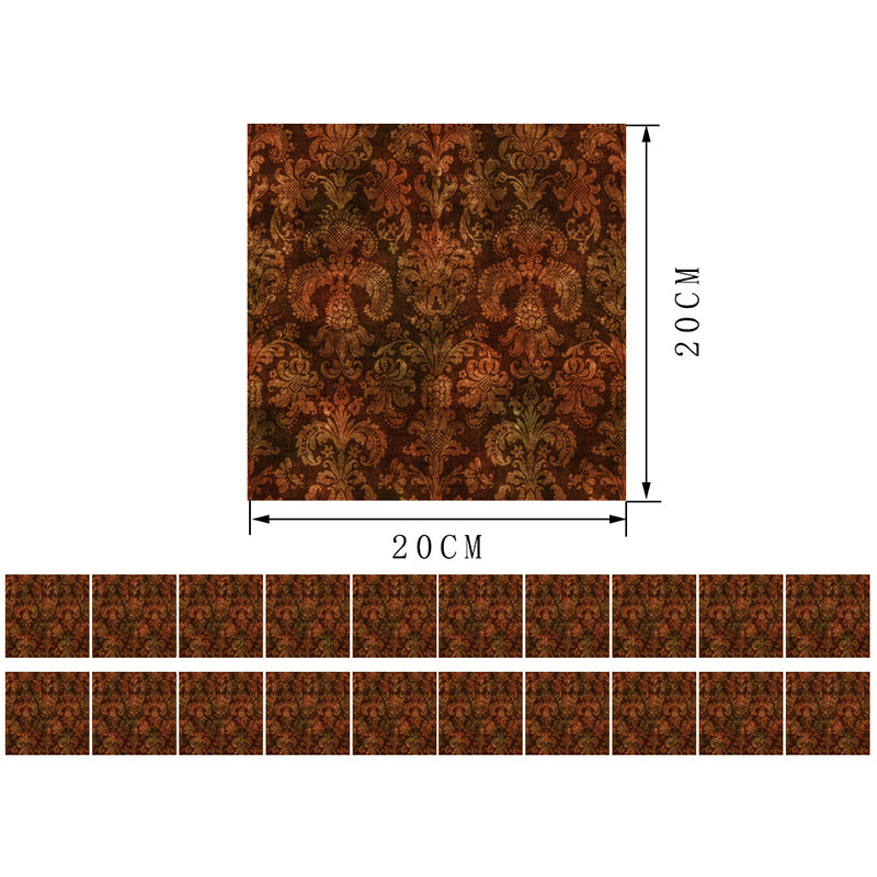 Retro Damask Pattern Wallpaper Panels Red Brown Self Sticking Wall Decor for Bedroom