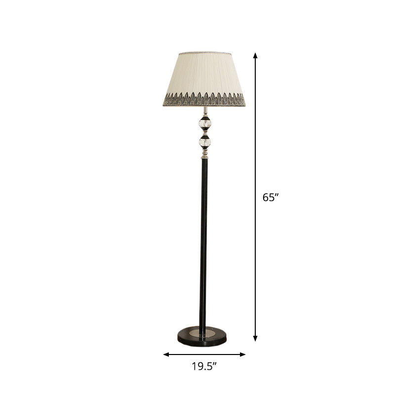 Clear Crystal globe stand up lampe moderniste 1-Light Black Floor éclairage avec du baril tissu ombre