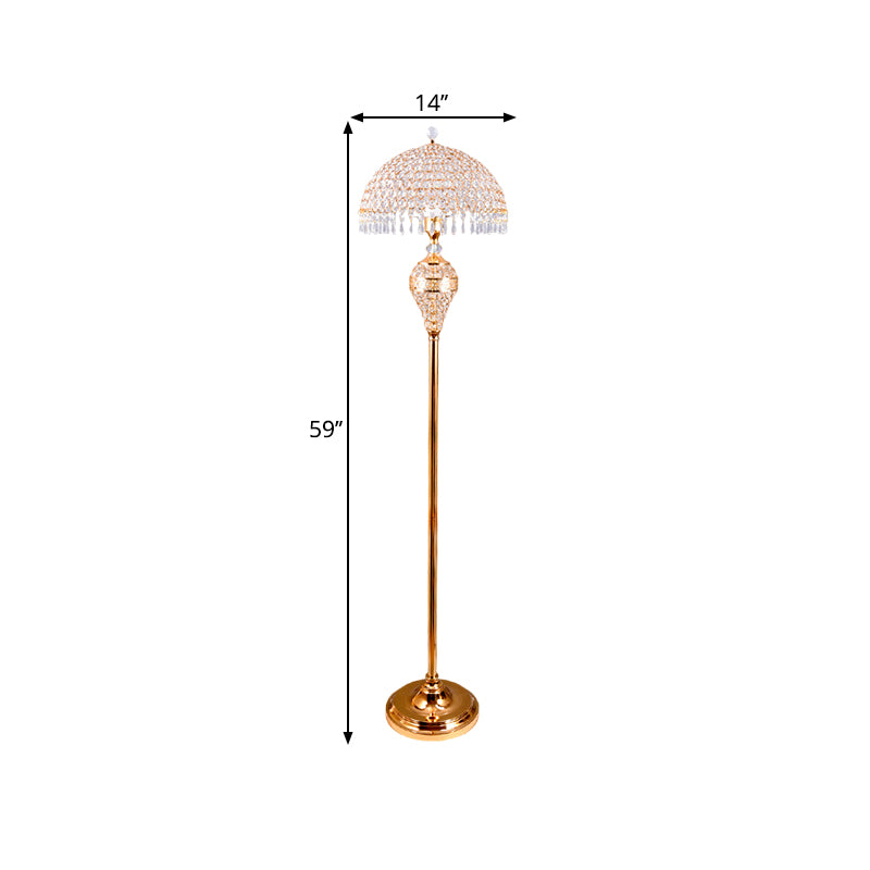 Studio di ciotola Lettura Lampada da pavimento Lampada tradizionale Crystal incorporato Oro 1-Bulb Luce in piedi