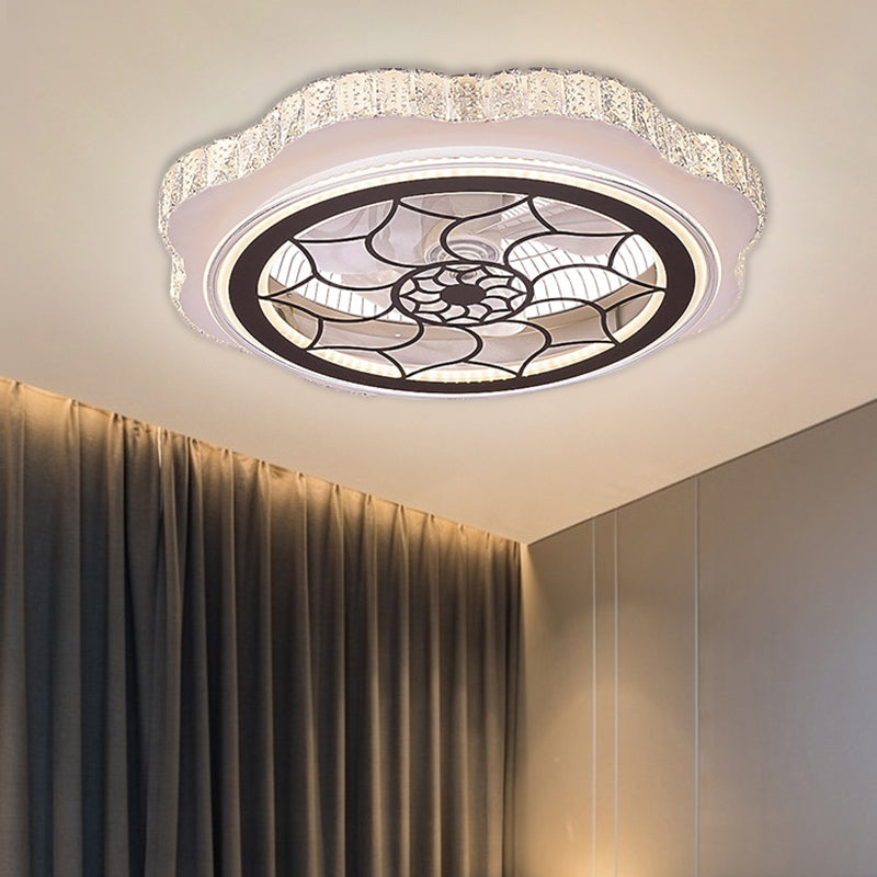 Sunflower/Plum Blossom/Star Patrón colgante Luz de ventilador Modernos de corte rectangular de 23.5 "W LED White Semi-Flush Monte