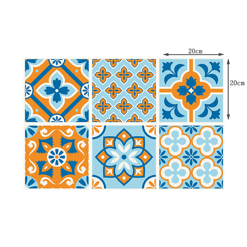 Blue-Orange Bohemian Wallpapers 7.8-sq ft Flower Patterned Wall Covering for Home, Stick On