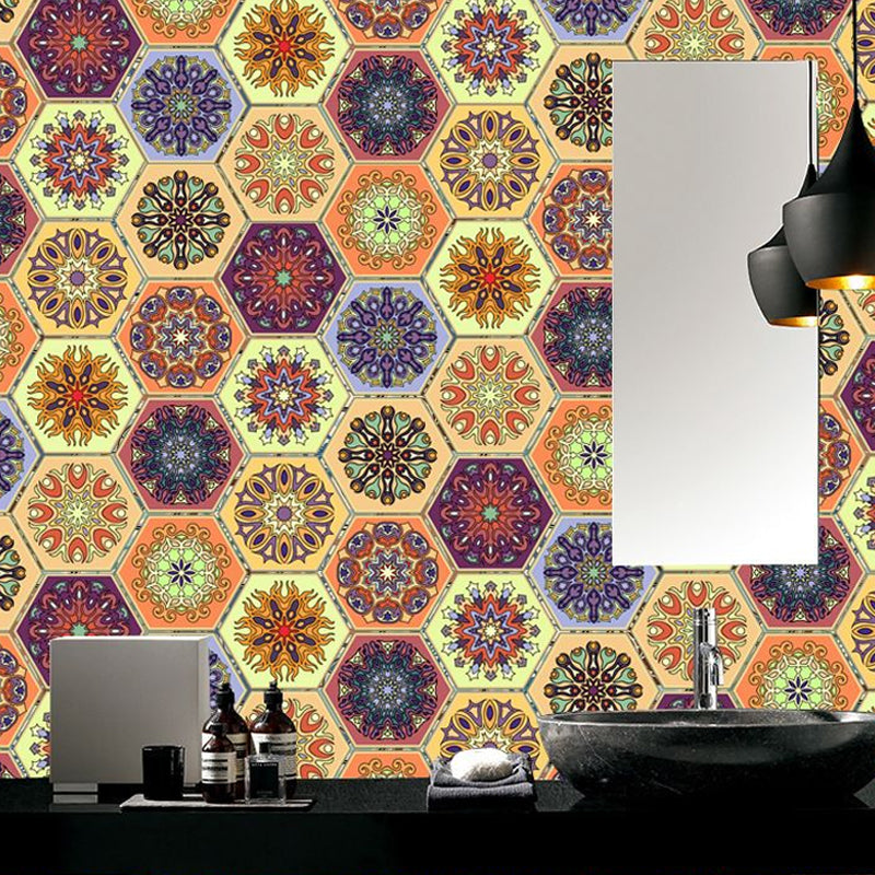 Purple-Yellow Mandala Wallpapers Pick Up Sticks Boho-Chic Living Room Wall Art (10 Pcs)