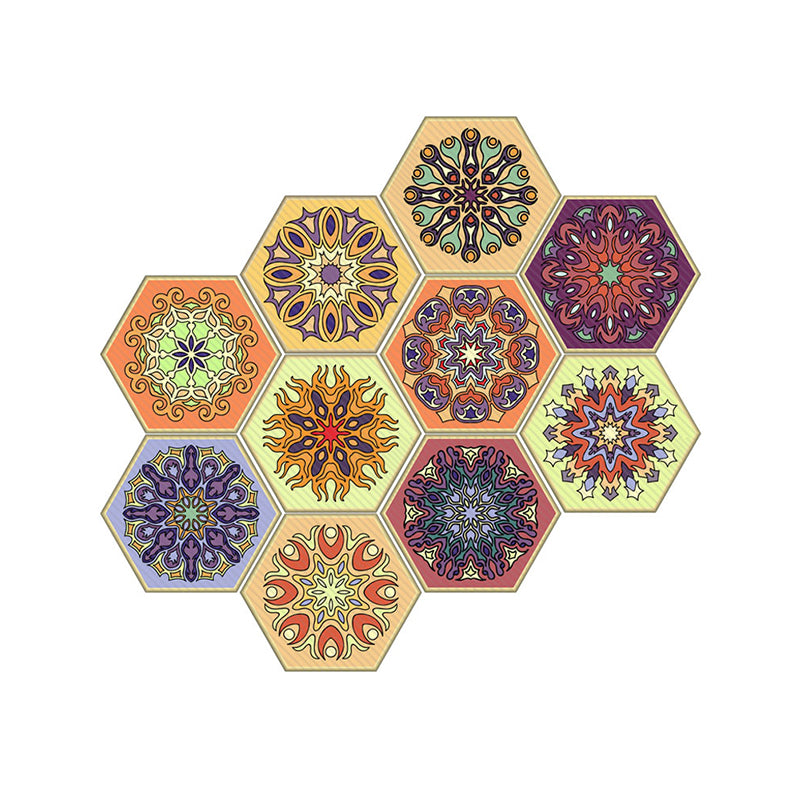 Purple-Yellow Mandala Wallpapers Pick Up Sticks Boho-Chic Living Room Wall Art (10 Pcs)