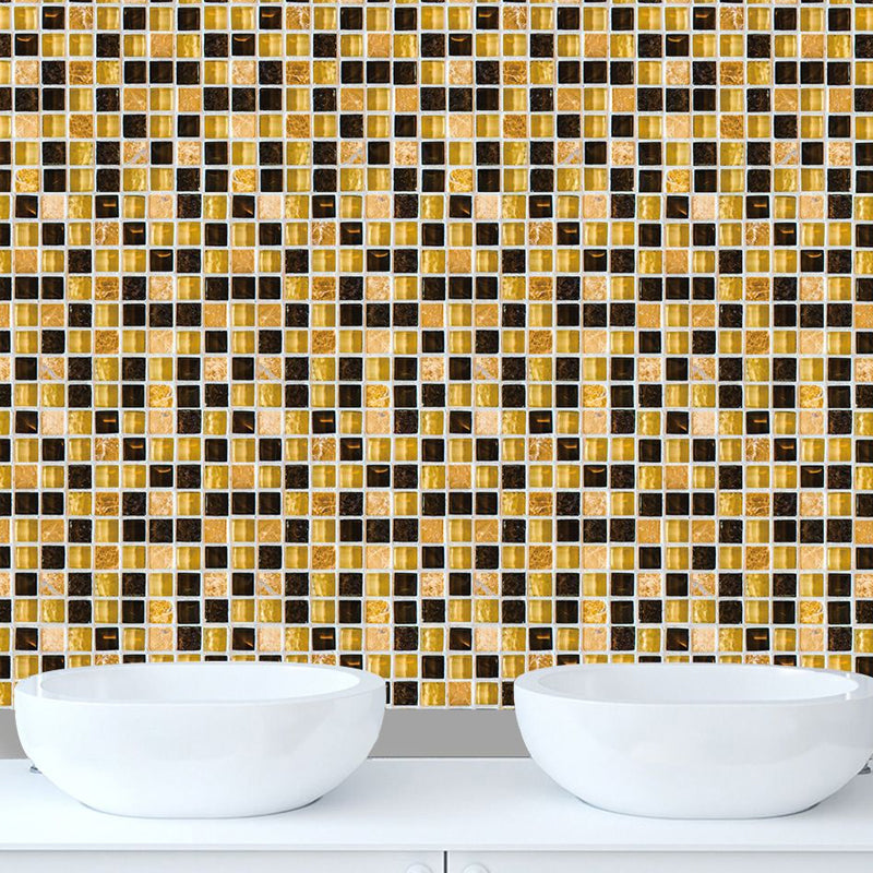 Modern Mosaics Tile Stick Wallpapers for Bathroom 9.7-sq ft Wall Decor in Black-Yellow