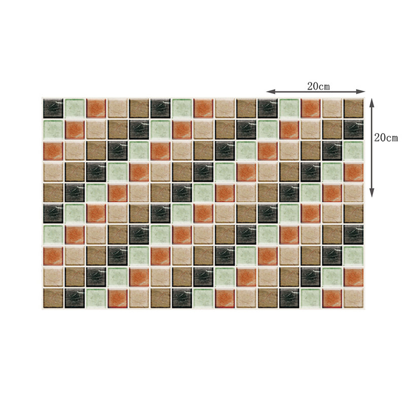 Red Brown Mosaics Tile Wallpapers Peel and Paste Modern Kitchen Wall Covering, 6 Pcs