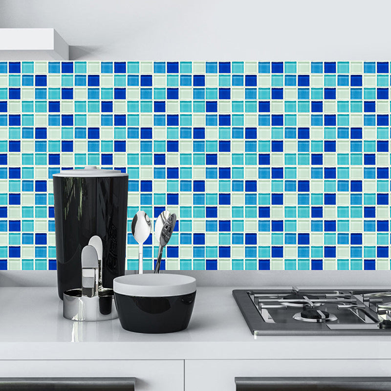 Mosaic Tile Wallpaper Panels Contemporary Smooth Wall Art in Blue, Pick Up Sticks