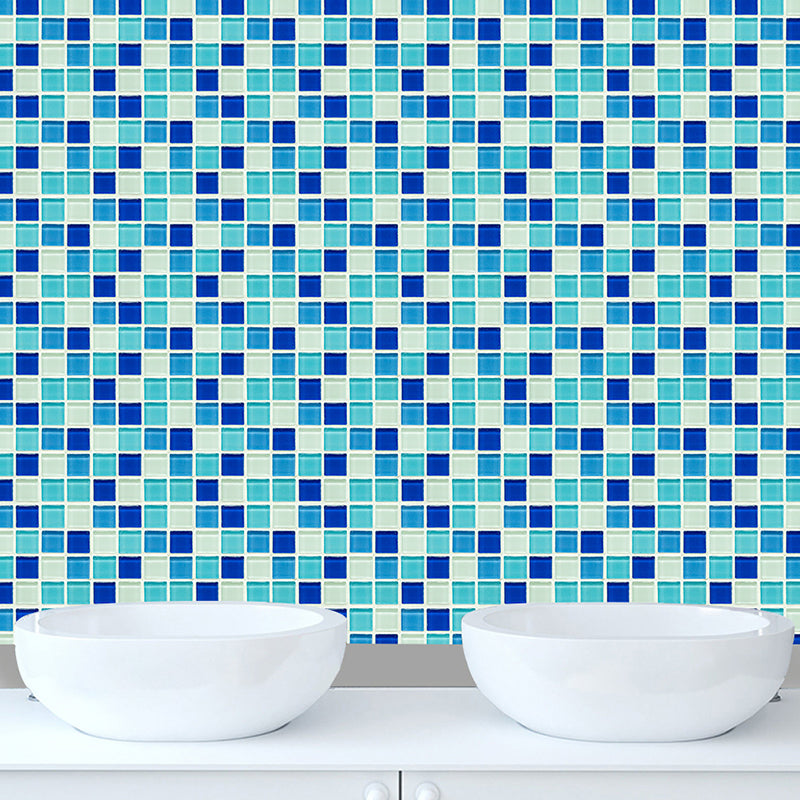 Mosaic Tile Wallpaper Panels Contemporary Smooth Wall Art in Blue, Pick Up Sticks