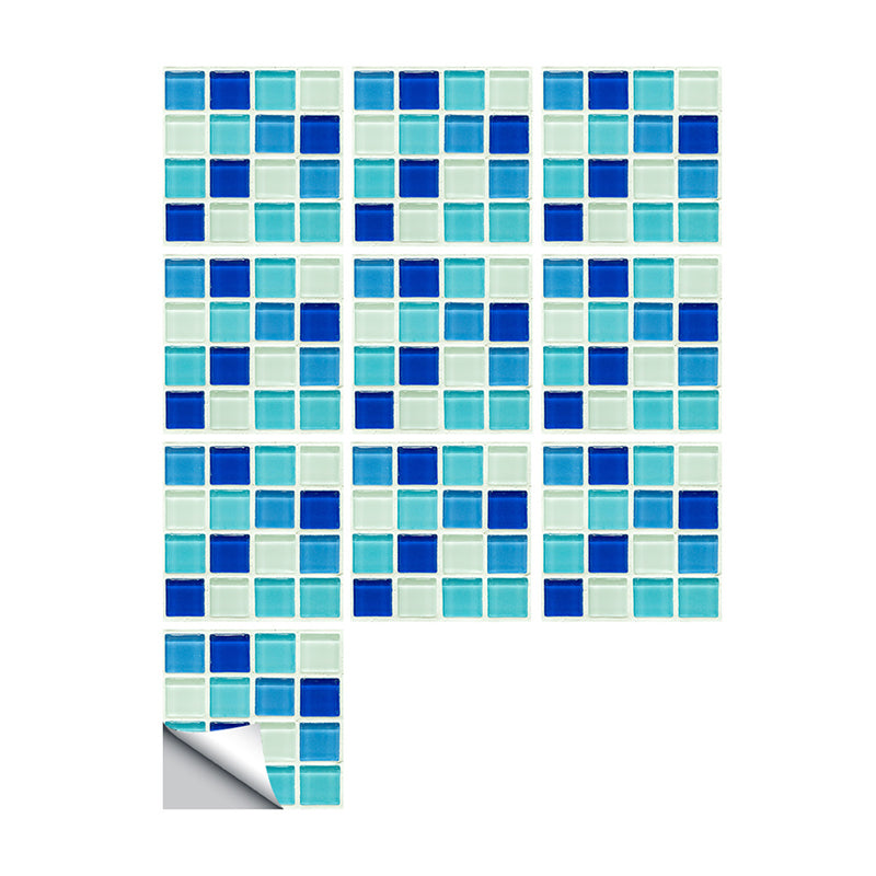 Mosaic Tile Wallpaper Panels Contemporary Smooth Wall Art in Blue, Pick Up Sticks