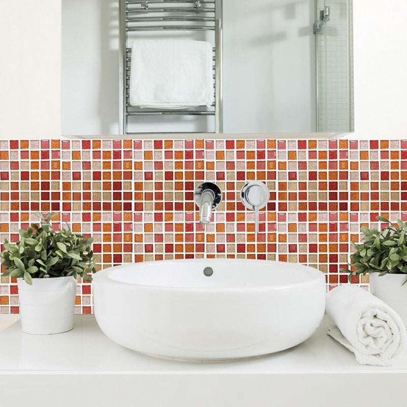 Modern Faux Mosaic Tile Wallpapers in Orange Peel and Paste Wall Decor for Bathroom