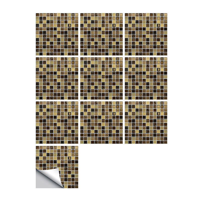 Black-Yellow Modern Wallpaper Panel Set 9.7-sq ft Mosaics Adhesive Wall Art for Restroom