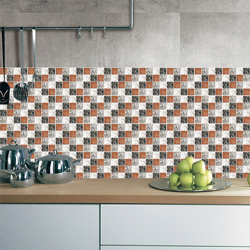 Modern Granite Mosaic Tile Wallpaper Panel Black-Brown Indoor Peel Wall Covering, 7.2-sq ft