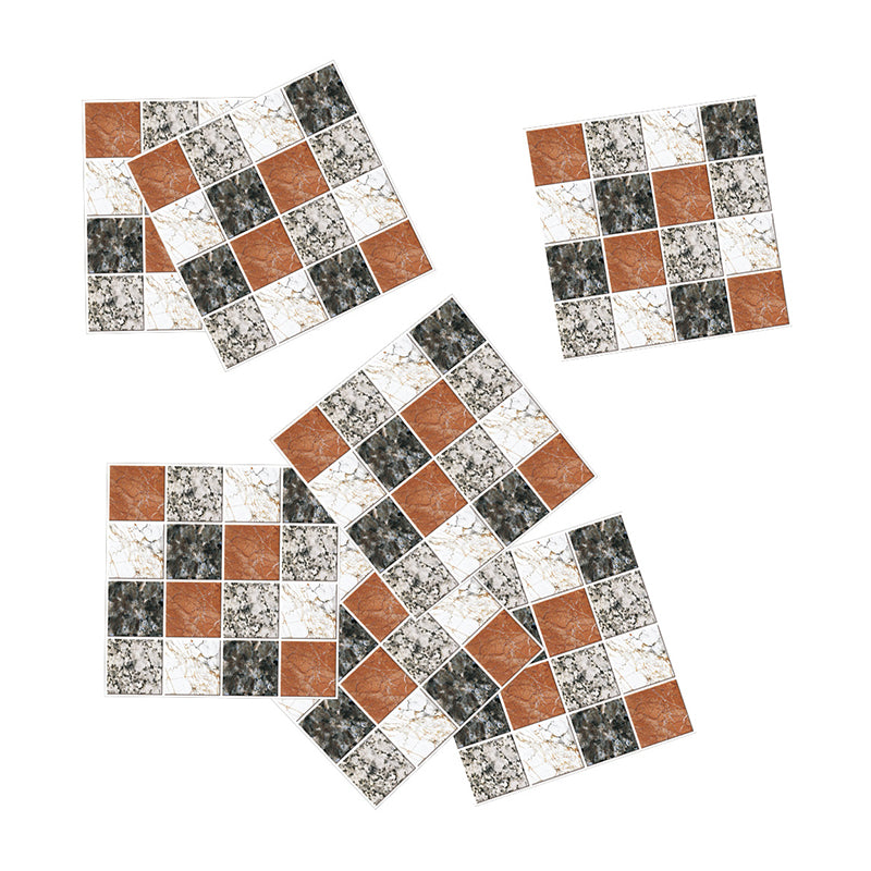 Modern Granite Mosaic Tile Wallpaper Panel Black-Brown Indoor Peel Wall Covering, 7.2-sq ft