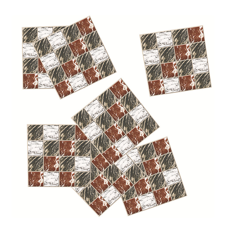 Contemporary Mosaic Marble Wallpapers for Kitchen 7.2-sq ft Wall Covering in Grey-Red, Adhesive