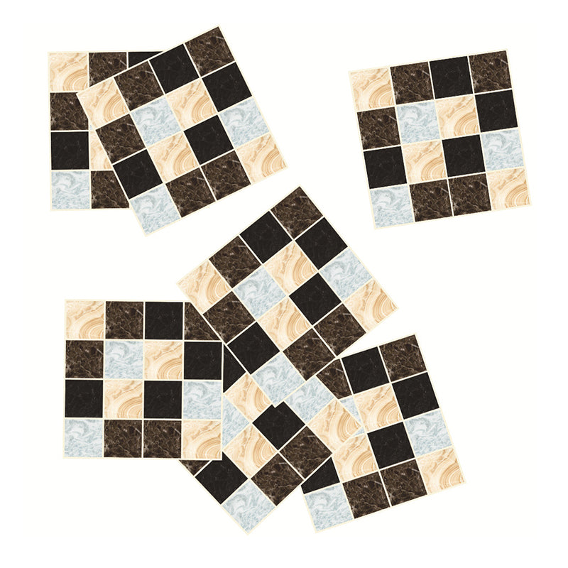 Black-Brown Marble Wallpaper Panel Set Mosaics Modern Peel off Wall Decor for Kitchen