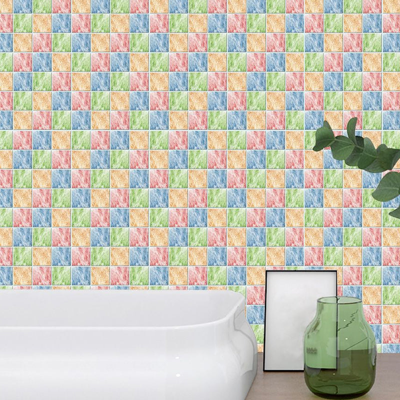 Adhesive Rainbow Marble Wallpapers Modern PVC Wall Covering for Accent Wall, Pink-Yellow