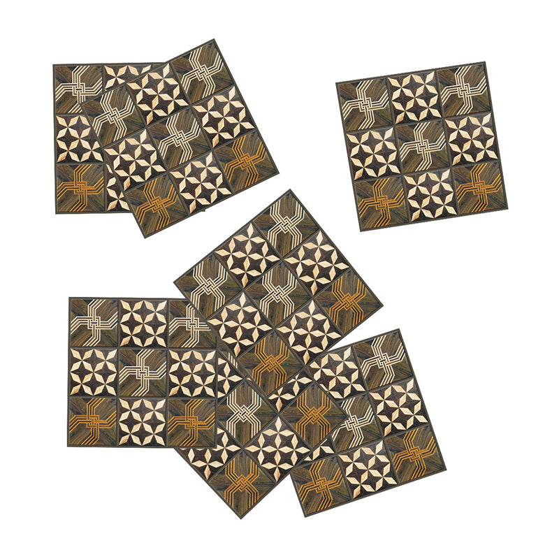 PVC Brown Wallpaper Panels Contemporary Tribal Patterned Adhesive Wall Art, 7.2-sq ft (30 Pcs)