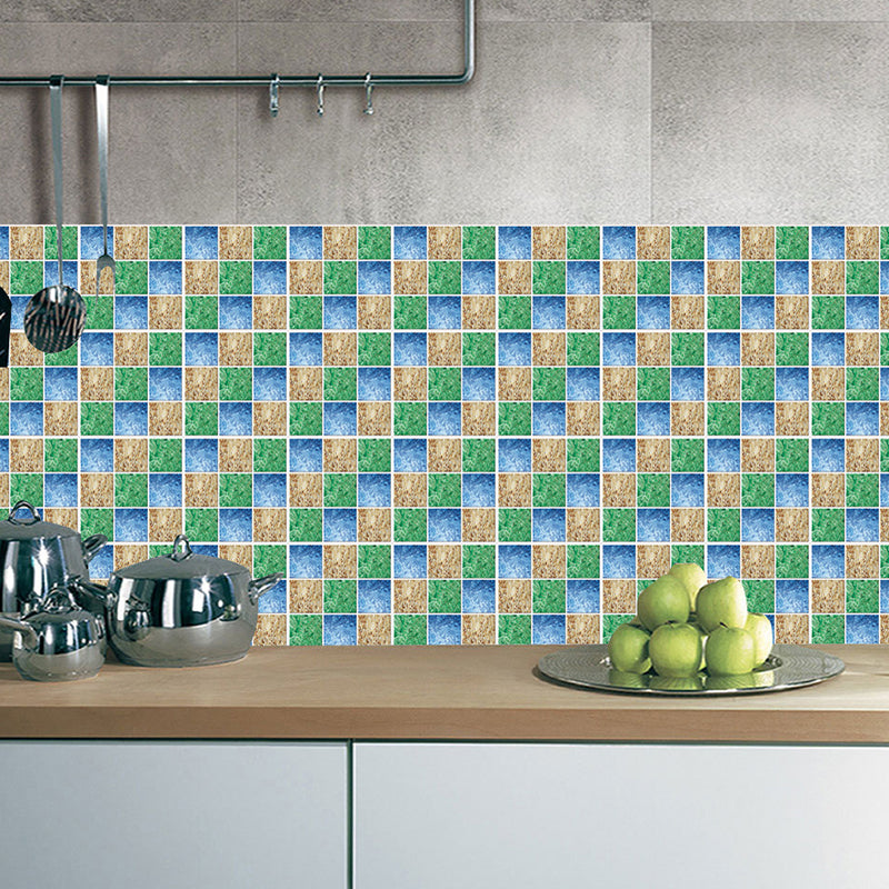 Modern Mosaic Tile Marble Wallpapers Blue-Green Peel and Paste Wall Decor for Home