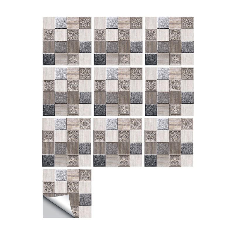 Self Sticking Mosaics Brick Wallpapers Antiqued PVC Wall Decor, 9.7-sq ft, Black-Grey