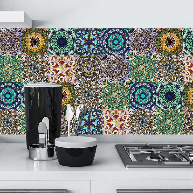 10 Pcs Mandala Wallpapers Peel and Paste Bohemian Kitchen Wall Decoration, 9.7-sq ft