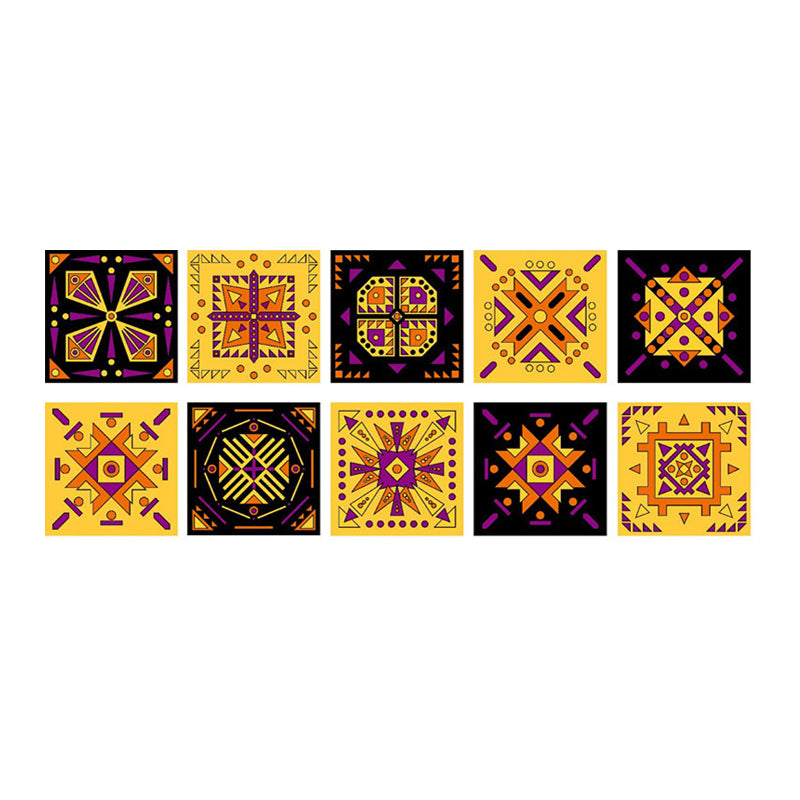 10 Pcs Tribal Pattern Wallpapers Yellow Boho Chic Wall Art for Kitchen, Peel and Paste