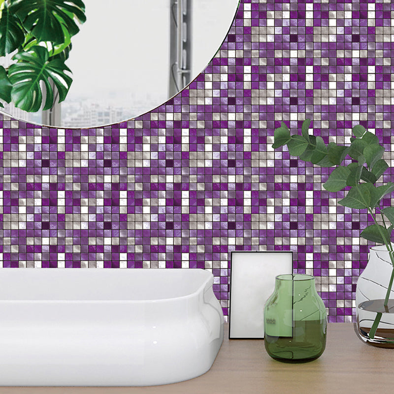 Modern Mosaics Tile Wallpaper Panels Multicolored Peel and Paste Wall Art for Bathroom (10 Pcs)