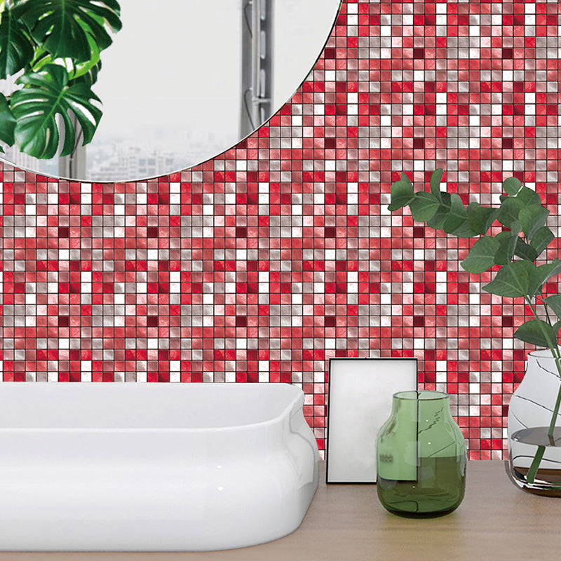 Modern Mosaics Tile Wallpaper Panels Multicolored Peel and Paste Wall Art for Bathroom (10 Pcs)