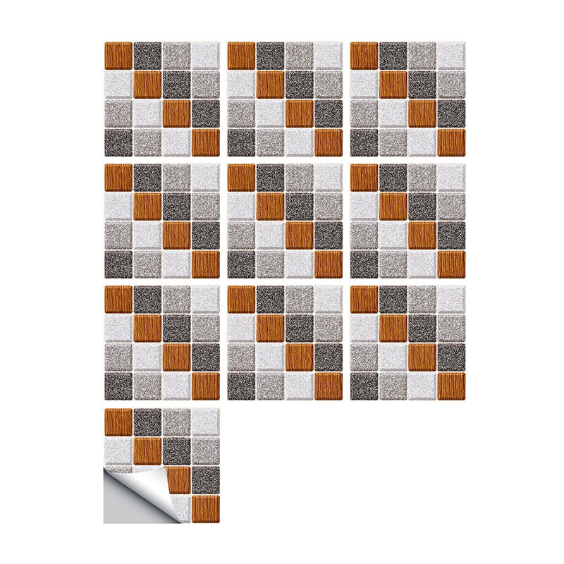 Grey Tiles Wallpaper Panels 10 Pieces Mosaics Modern Peel and Stick Wall Covering