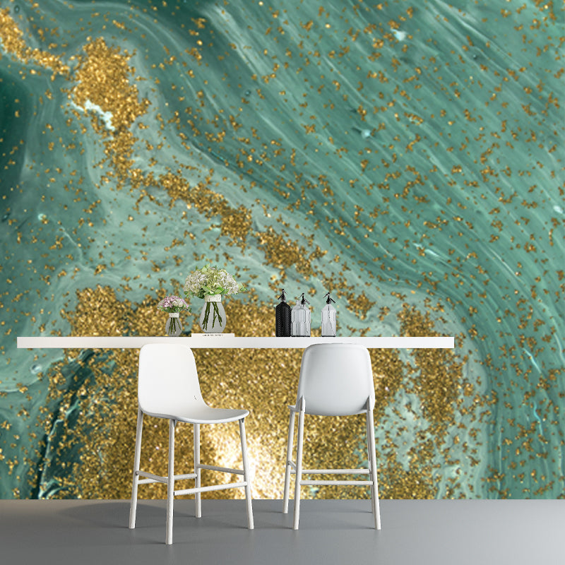 Artistry Flow and Sequins Mural for Accent Wall Customized Wall Covering in Green