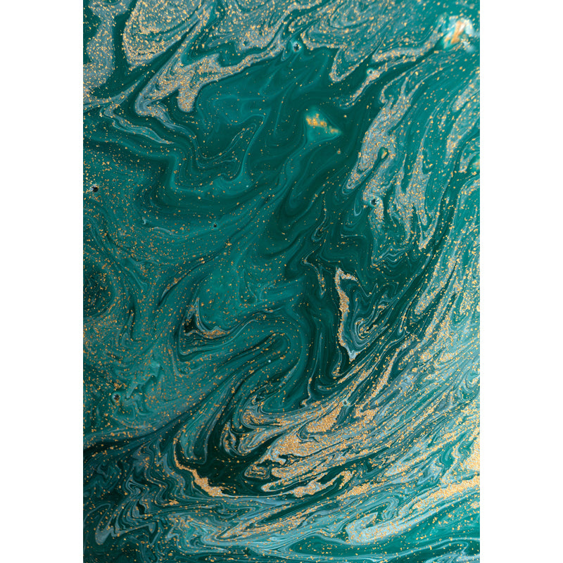 Green Wave Wall Covering Mural Waterproofing Wall Art for Hallway, Custom Printed