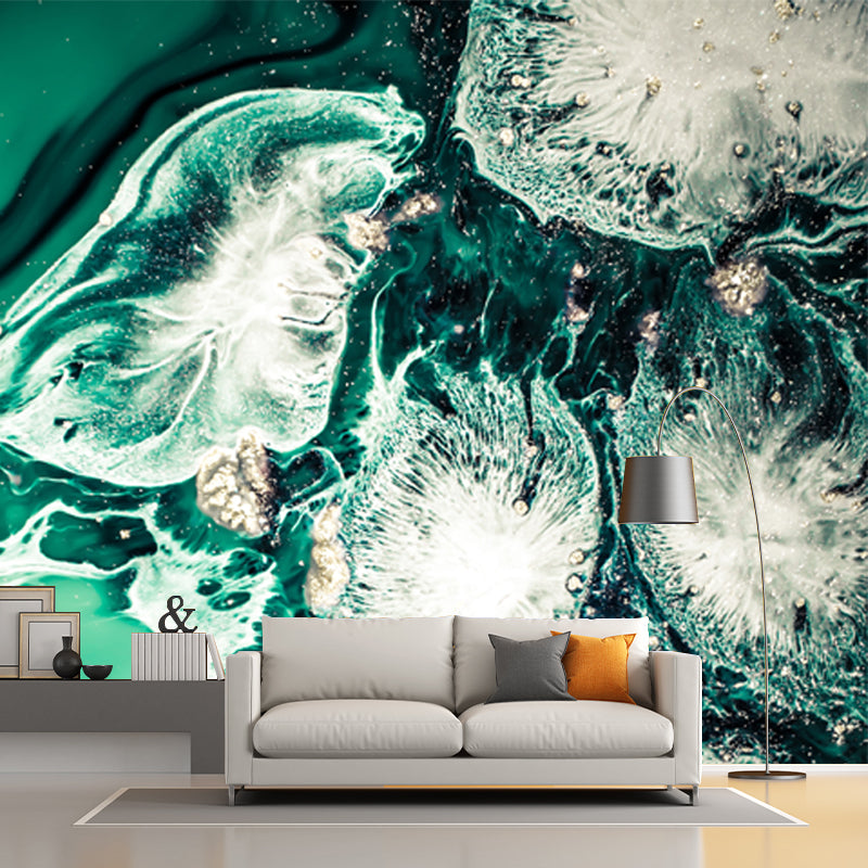 Tropix Jellyfish Mural Wallpaper Green Sea Scenery Wall Covering for Accent Wall