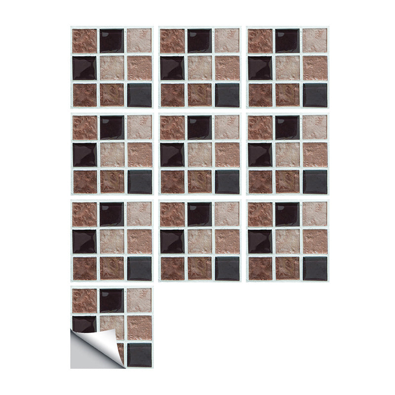 Mosaic Tiles Wallpaper Panel Set 10 Pieces Self-Stick Modern Kitchen Wall Covering, 9.7-sq ft