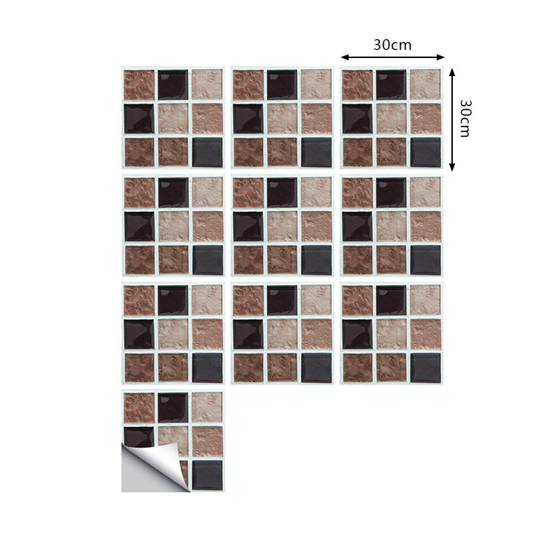 Mosaic Tiles Wallpaper Panel Set 10 Pieces Self-Stick Modern Kitchen Wall Covering, 9.7-sq ft