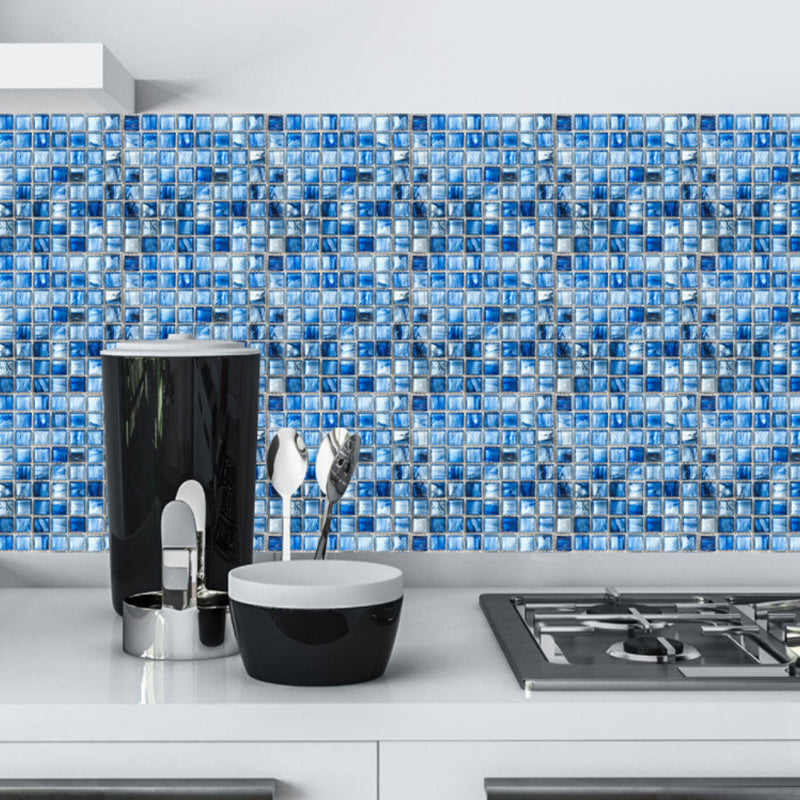 Gradient Blue Mosaics Wallpaper Panels 10 Pcs Tiles Modern Self Sticking Wall Decor for Home